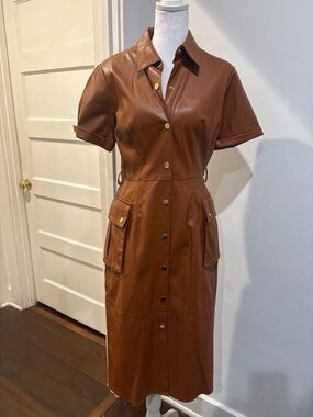 Zara Tan Brown Faux Leather Dress